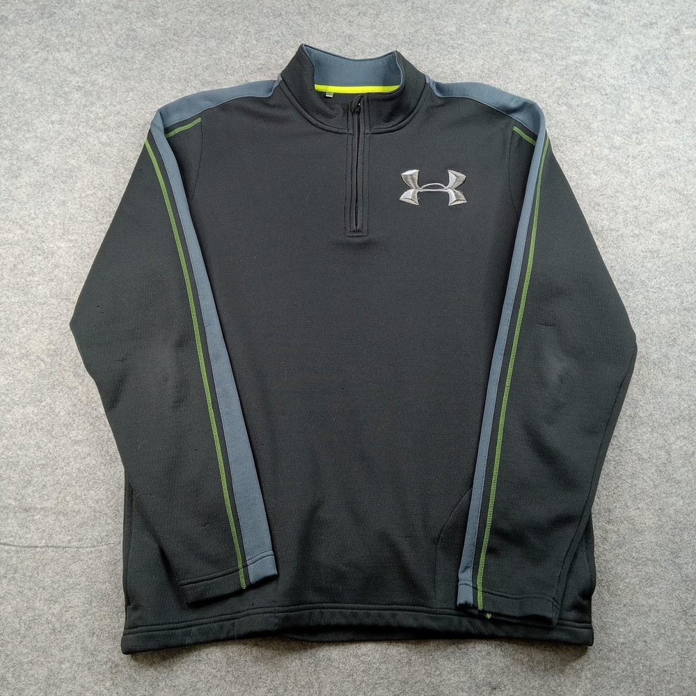 Under Armour Sweatshirt Mens XL Black 1/4 Zip Fleece Pullover UA Catalyst Loose